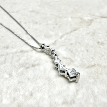 14 Karat White Gold 1/4 CT Princess Cut Diamond Journey Pendant Necklace - WeilJewelry