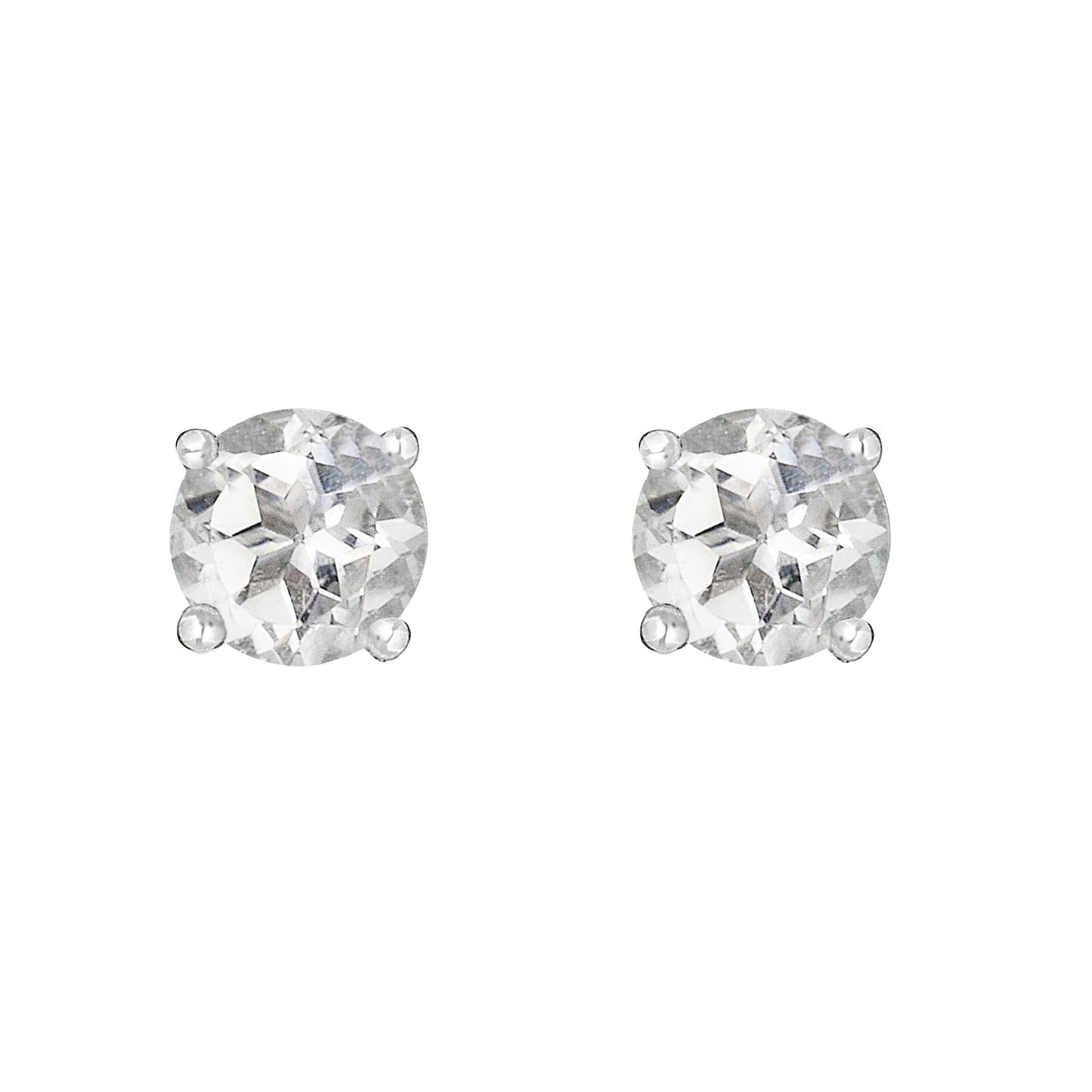 14 Karat White Gold April Birthstone Round White Topaz Stud Earrings - WeilJewelry