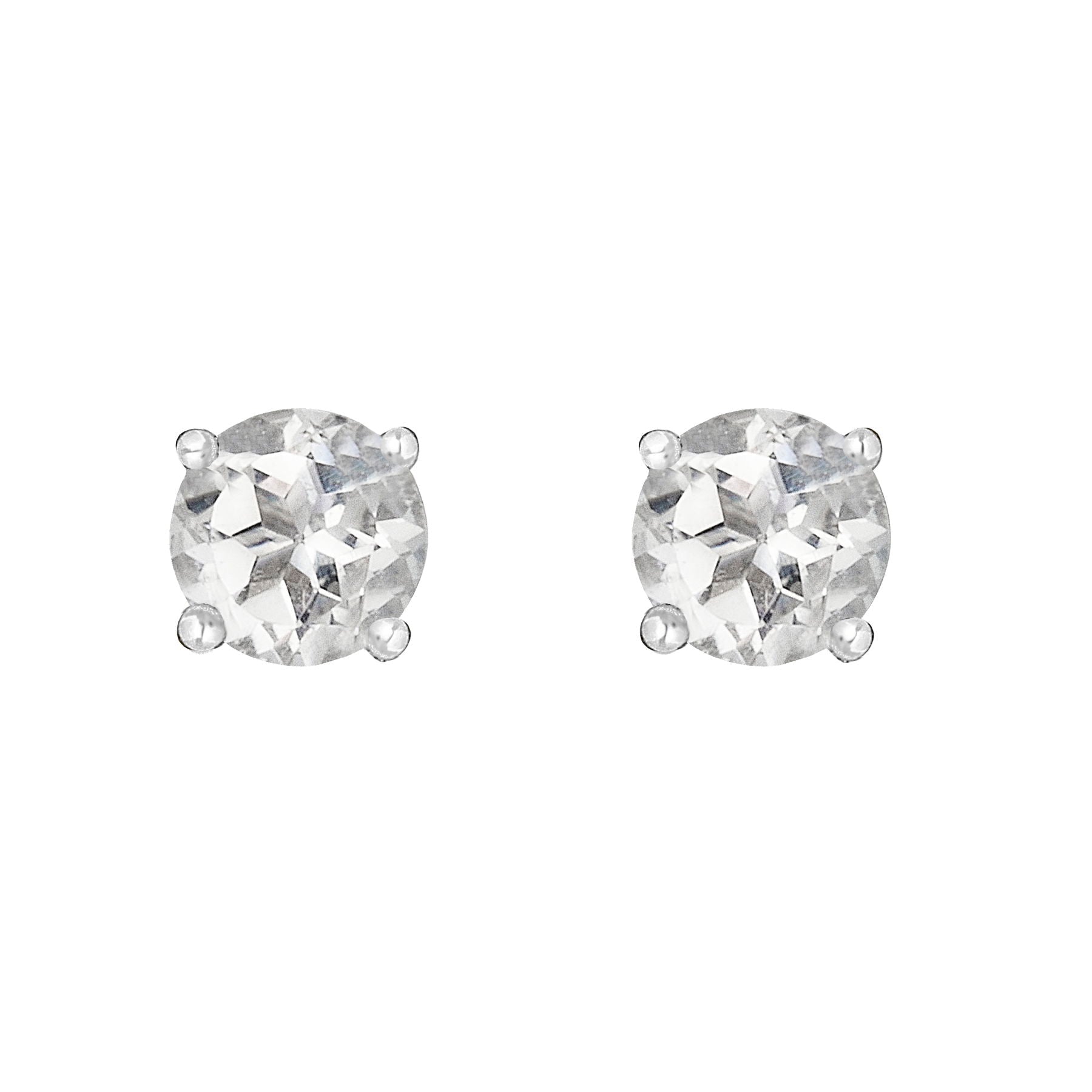 14 Karat White Gold April Birthstone Round White Topaz Stud Earrings - WeilJewelry