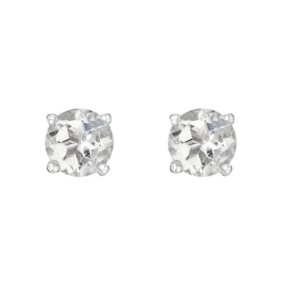 14 Karat White Gold April Birthstone Round White Topaz Stud Earrings - WeilJewelry