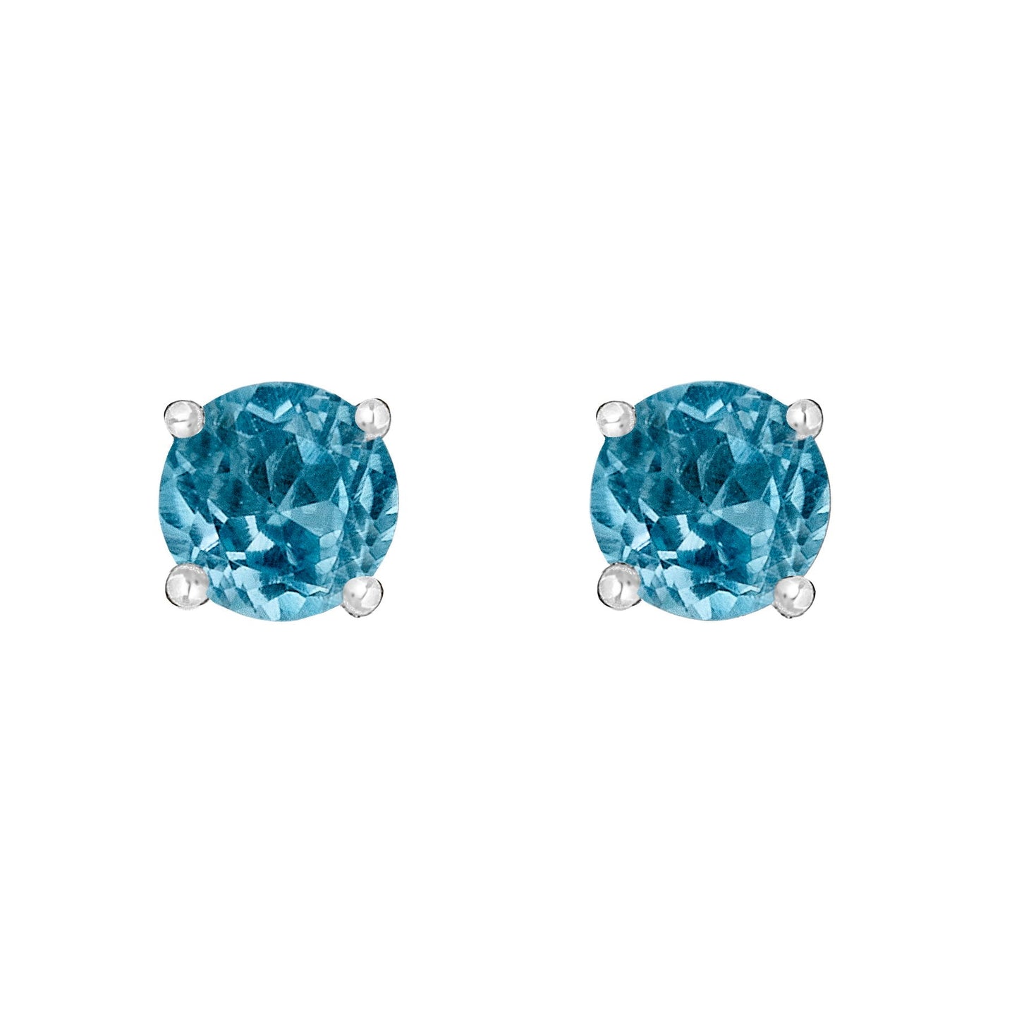 14 Karat White Gold December Birthstone Round Swiss Blue Topaz Stud Earrings - WeilJewelry