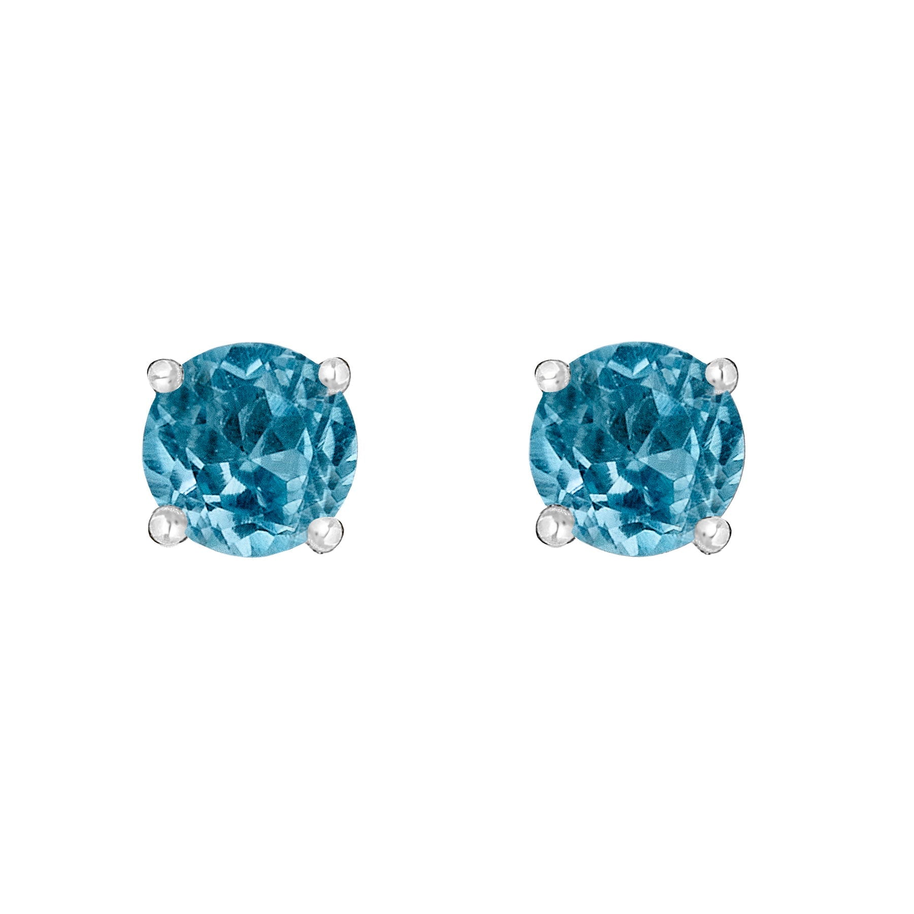 14 Karat White Gold December Birthstone Round Swiss Blue Topaz Stud Earrings - WeilJewelry