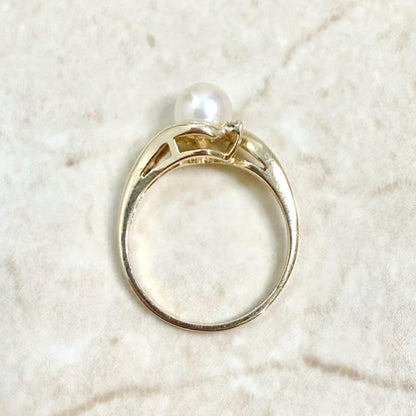 14 Karat White Gold Diamond & Pearl Solitaire Ring - WeilJewelry