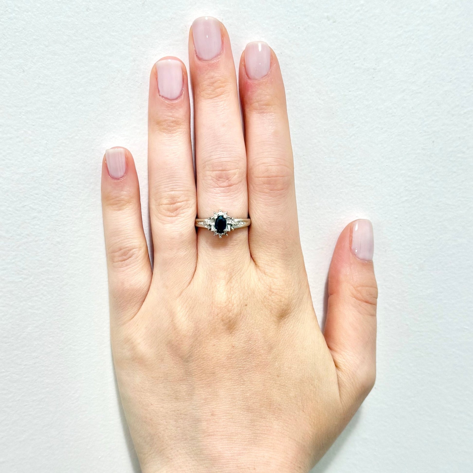 14 Karat White Gold Sapphire & Diamond Halo Ring - WeilJewelry