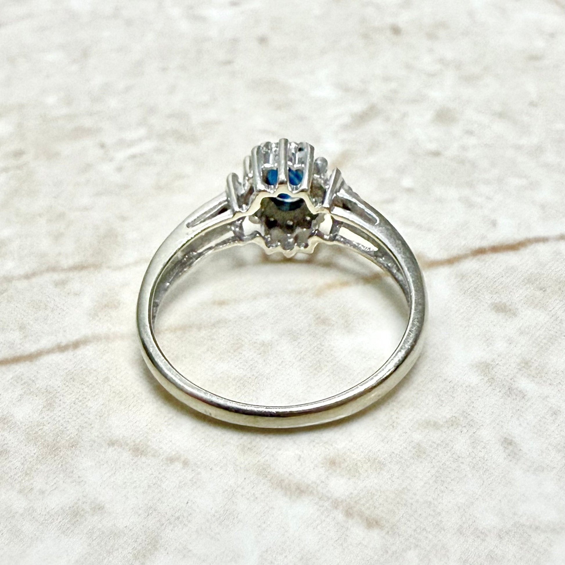 14 Karat White Gold Sapphire & Diamond Halo Ring - WeilJewelry