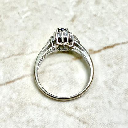 14 Karat White Gold Sapphire & Diamond Halo Ring - WeilJewelry