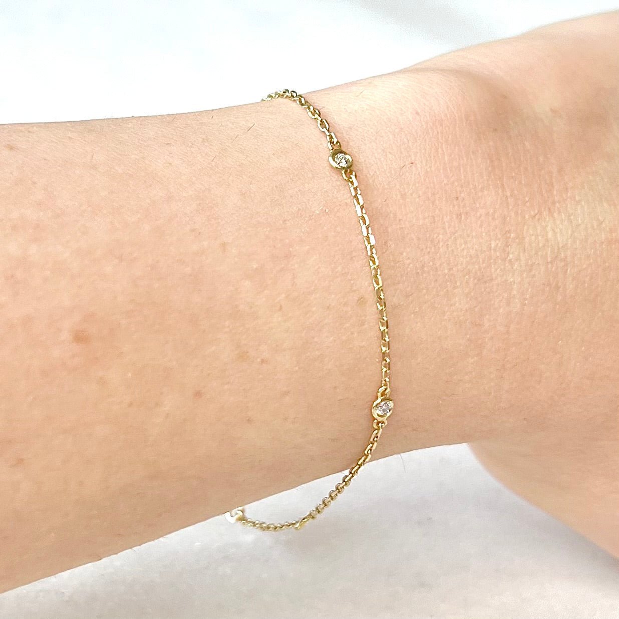 14 Karat Yellow Gold 0.12 Carat Diamond By The Yard Bracelet - WeilJewelry