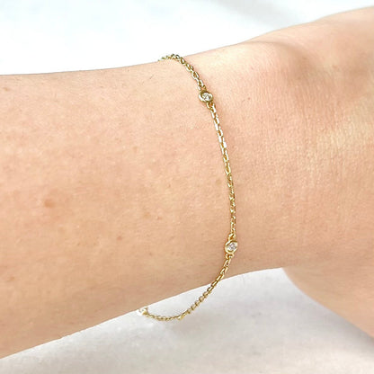 14 Karat Yellow Gold 0.12 Carat Diamond By The Yard Bracelet - WeilJewelry