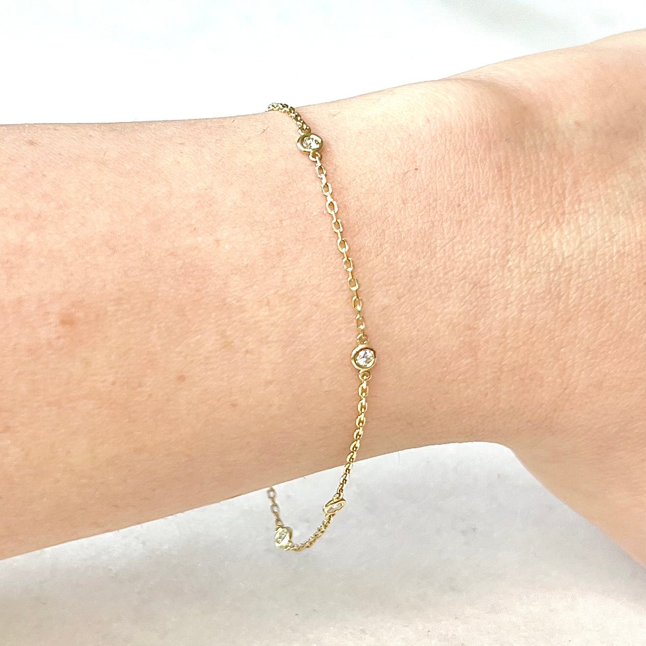 14 Karat Yellow Gold 0.15 Carat Diamond By The Yard Bracelet - WeilJewelry