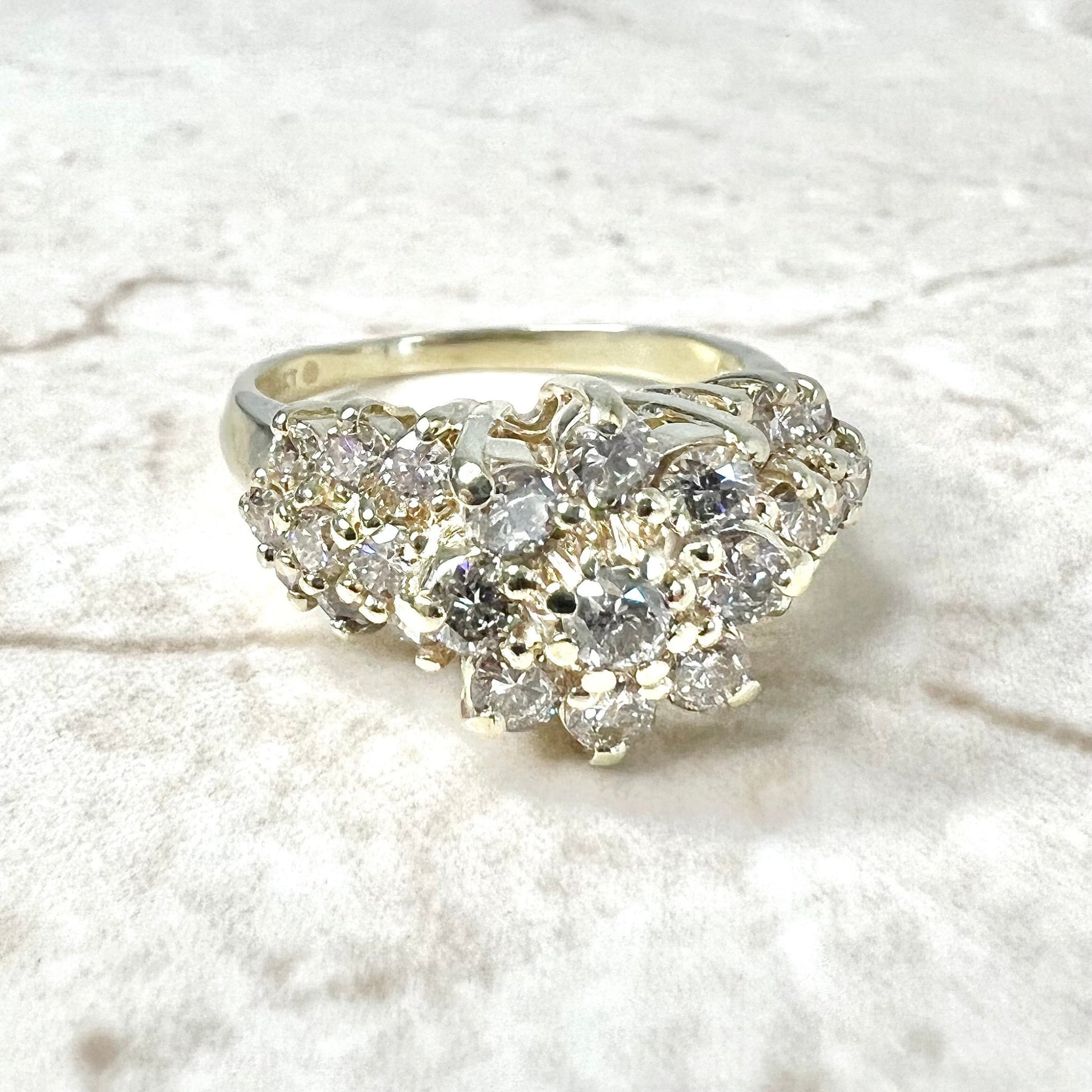 14 Karat Yellow Gold 1.75 Carat Diamond Cluster Ring - WeilJewelry