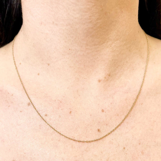 14 Karat Yellow Gold 18 - Inch Rope Chain Necklace 1.1 MM - WeilJewelry