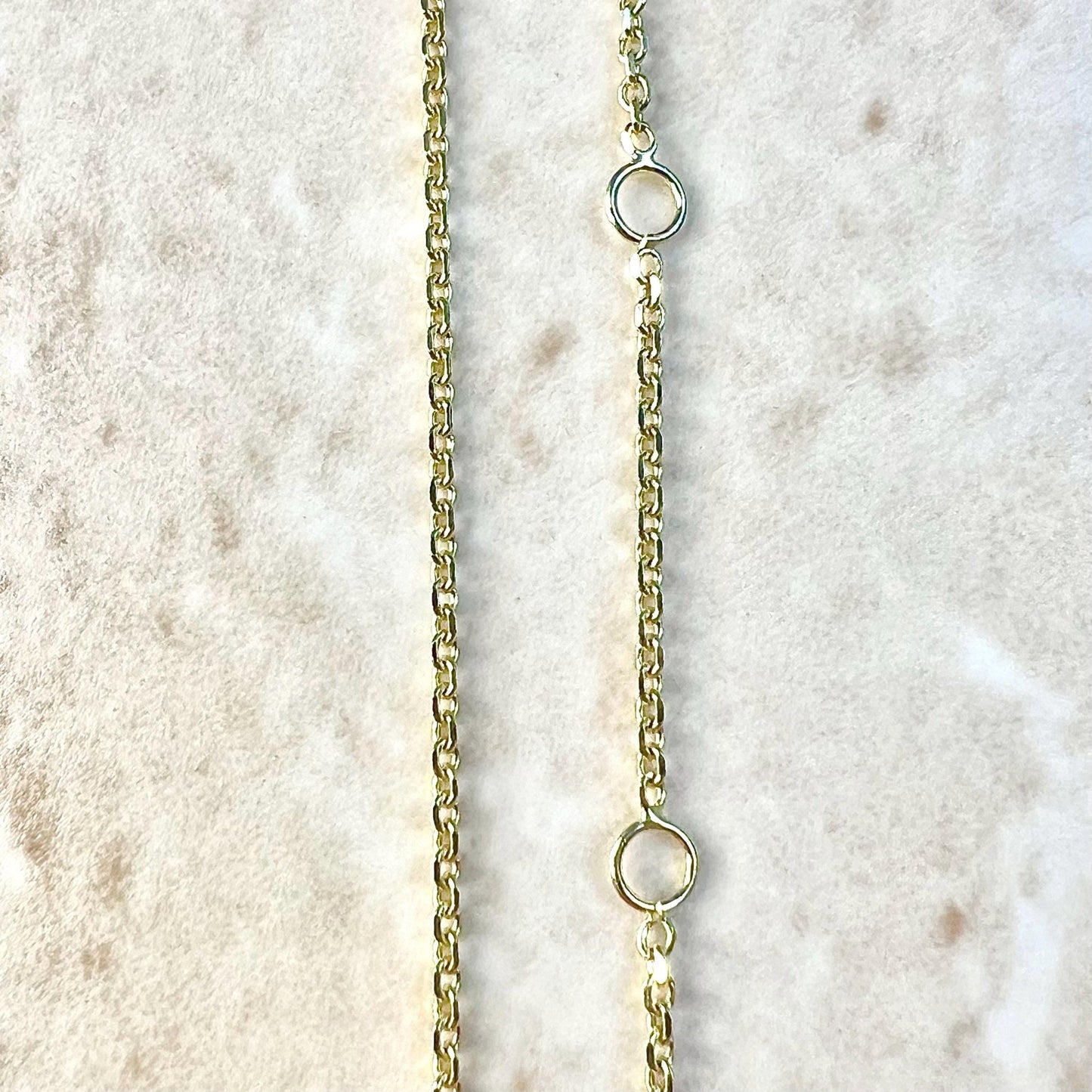 14 Karat Yellow Gold Adjustable Diamond Cut Cable Chain Necklace 16 - 17 - 18 Inch 1.4 mm - WeilJewelry