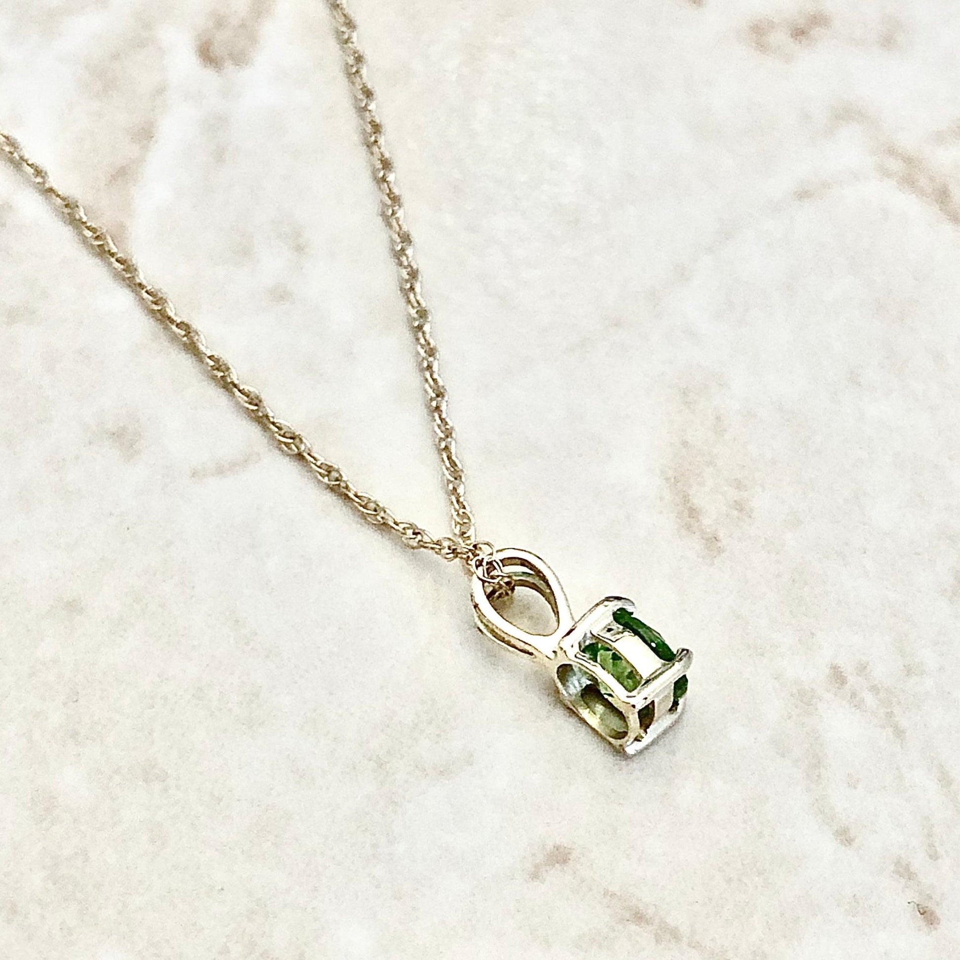 14 Karat Yellow Gold August Birthstone Natural Round Peridot Solitaire Pendant Necklace - WeilJewelry