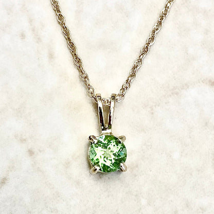 14 Karat Yellow Gold August Birthstone Natural Round Peridot Solitaire Pendant Necklace - WeilJewelry