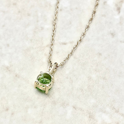 14 Karat Yellow Gold August Birthstone Natural Round Peridot Solitaire Pendant Necklace - WeilJewelry