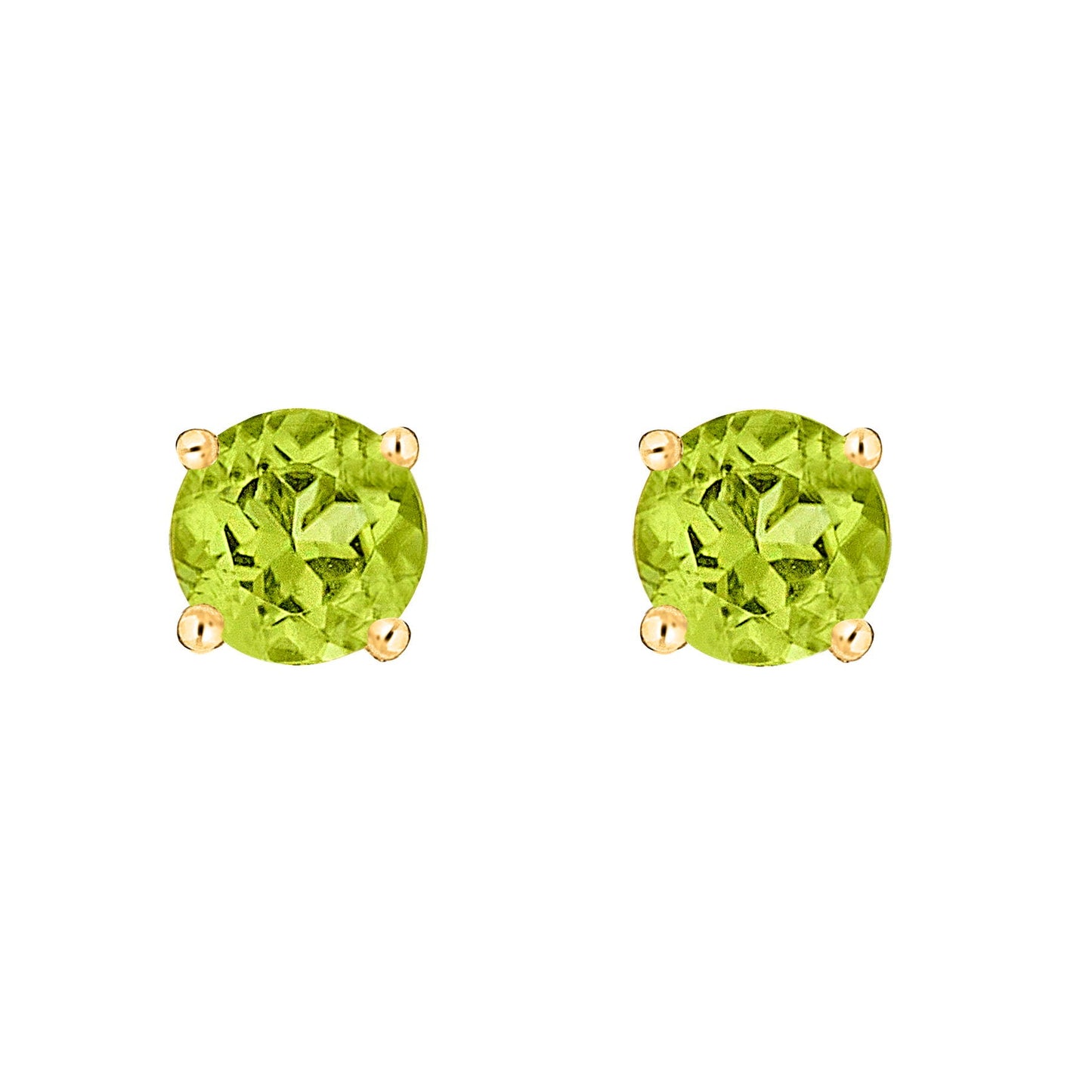 14 Karat Yellow Gold August Birthstone Natural Round Peridot Stud Earrings - WeilJewelry