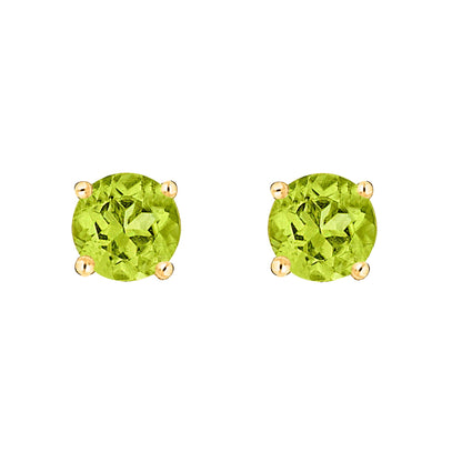 14 Karat Yellow Gold August Birthstone Natural Round Peridot Stud Earrings - WeilJewelry