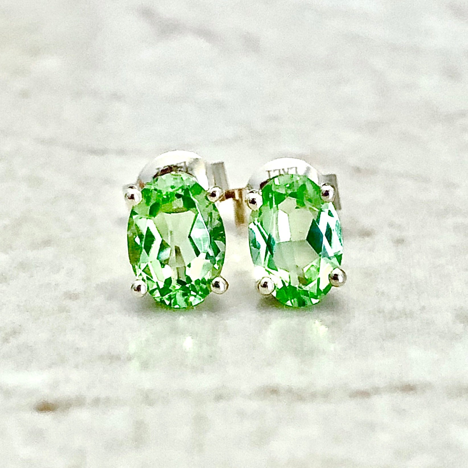 14 Karat Yellow Gold August Birthstone Oval Peridot Stud Earrings - WeilJewelry