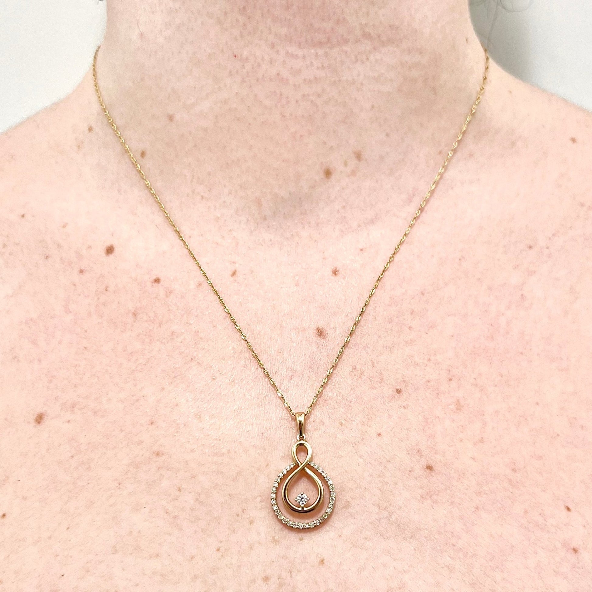 14 Karat Yellow Gold Diamond Infinity Pendant Necklace - WeilJewelry