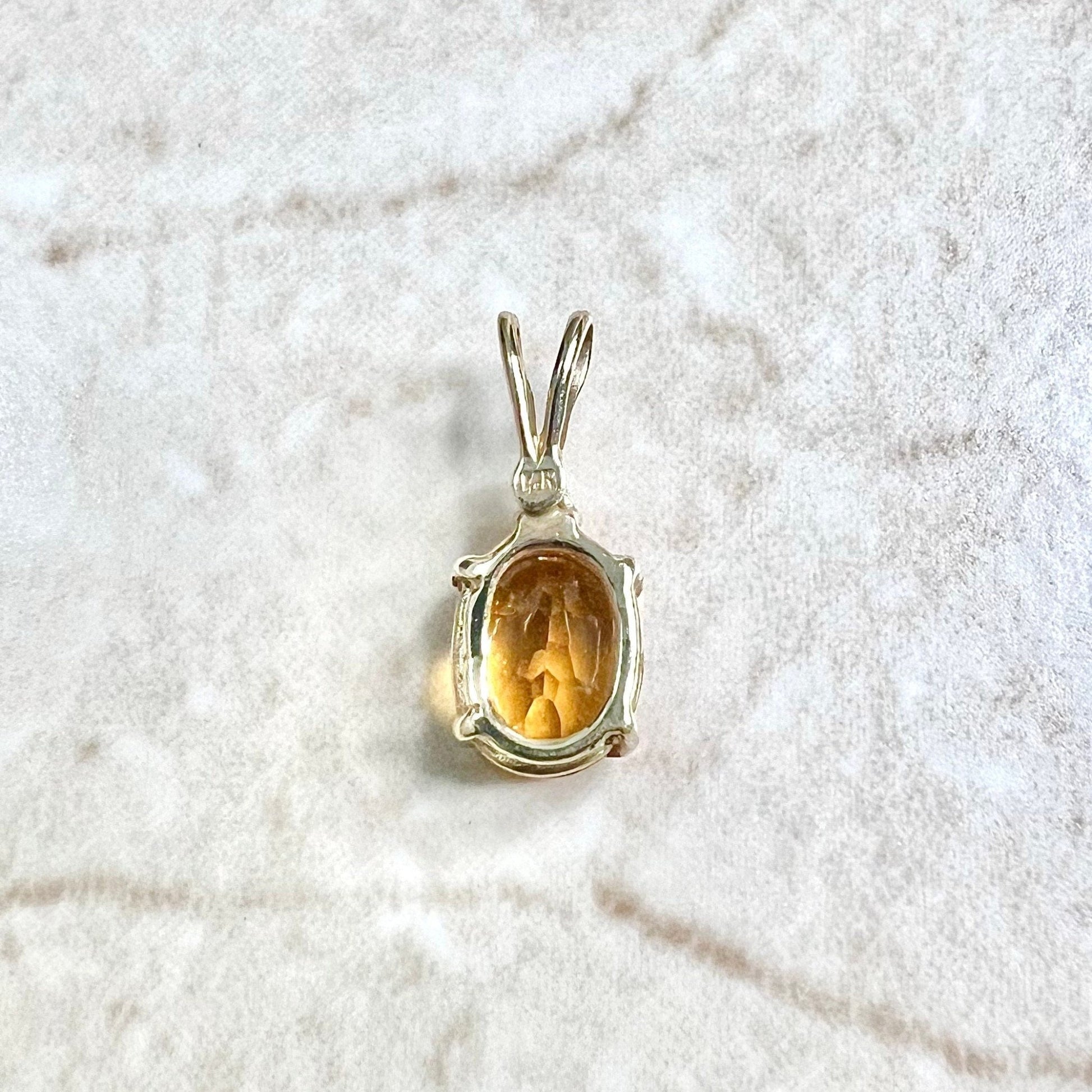 14 Karat Yellow Gold Diamond & Oval Citrine Pendant - WeilJewelry