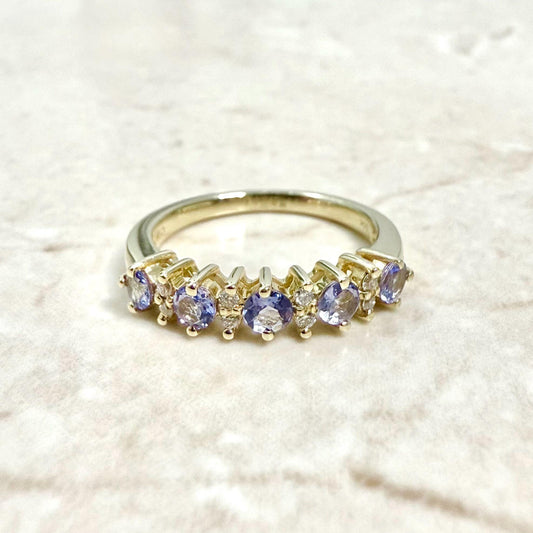 14 Karat Yellow Gold Diamond & Tanzanite Band Ring - WeilJewelry