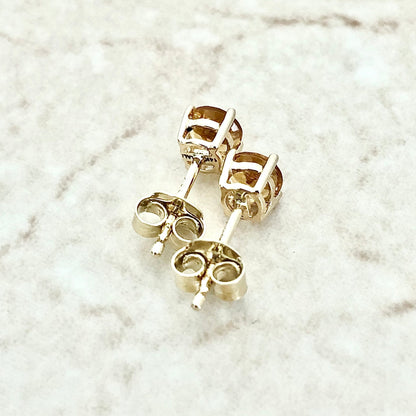 14 Karat Yellow Gold November Birthstone Natural Round Citrine Stud Earrings - WeilJewelry