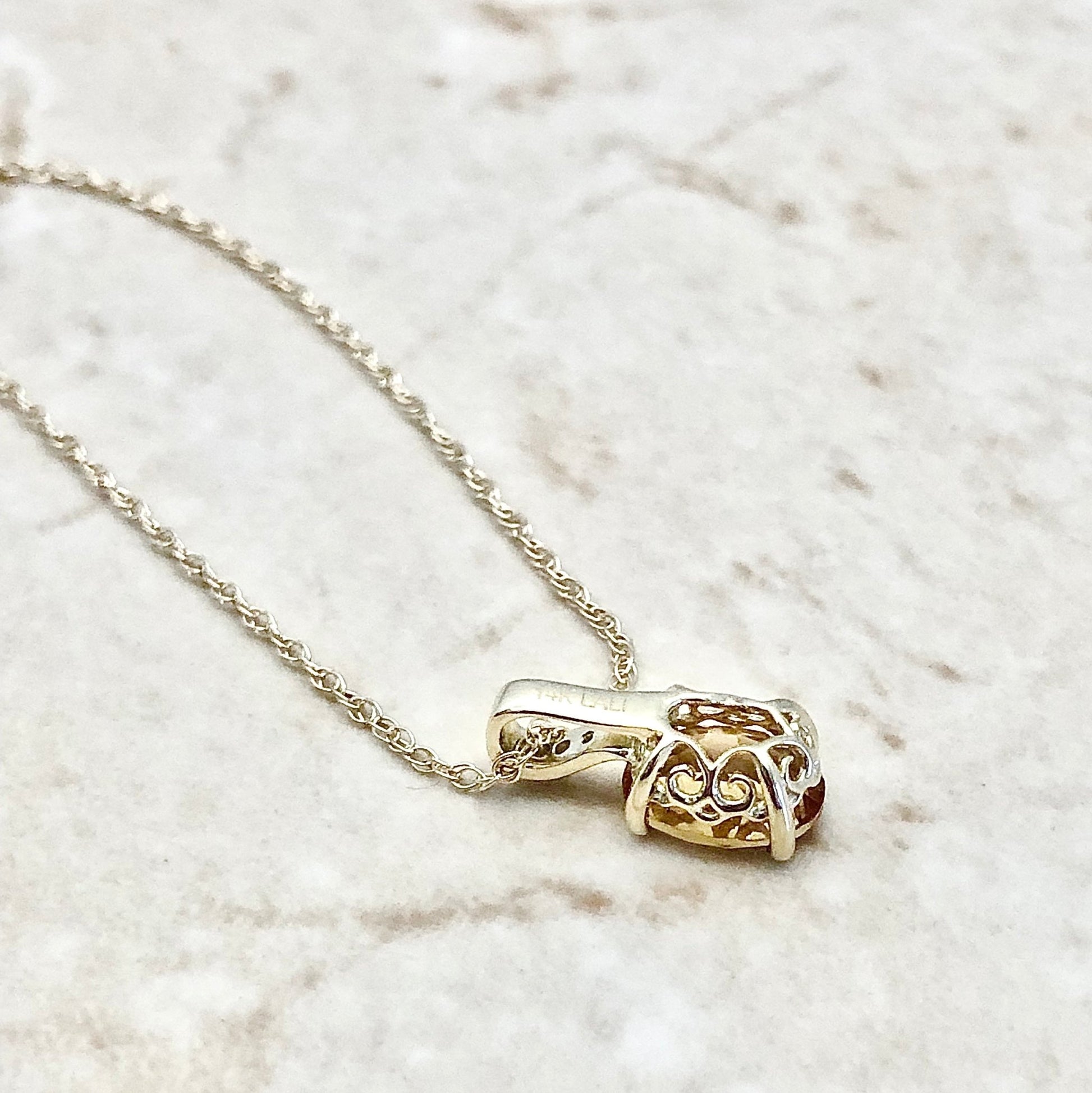 14 Karat Yellow Gold November Birthstone Oval Citrine & Diamond Pendant Necklace - WeilJewelry