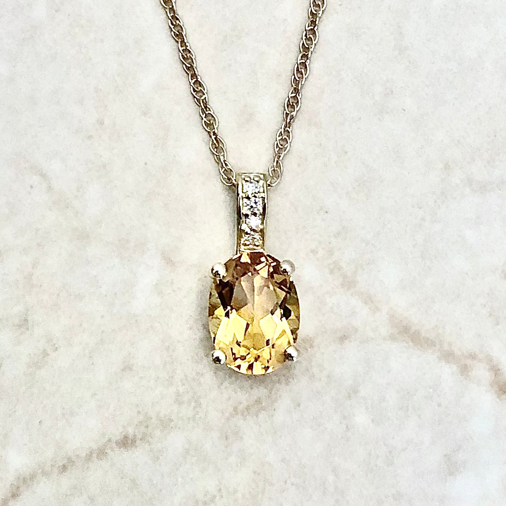 14 Karat Yellow Gold Citrine and online Diamond Pendant