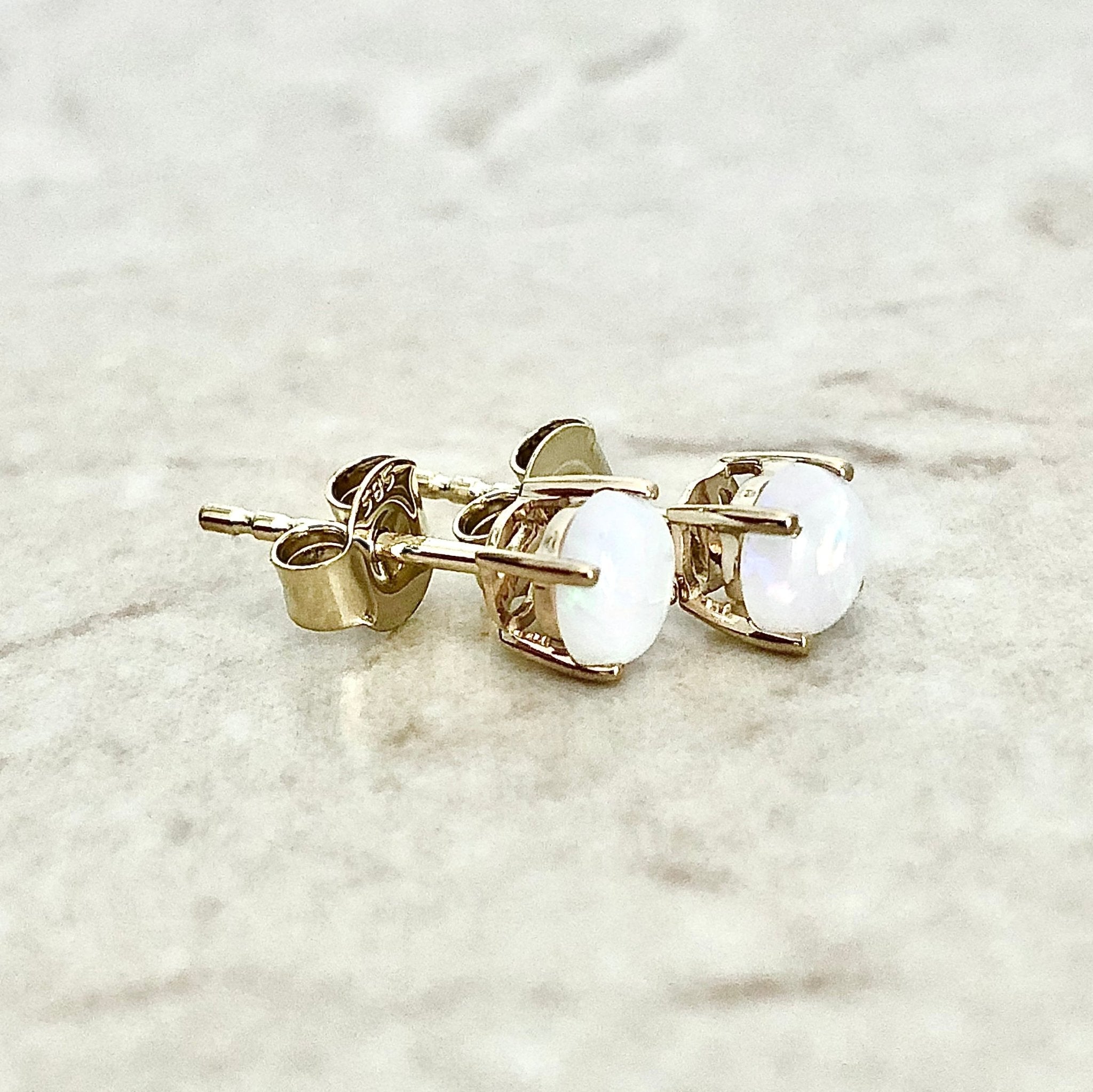 14K on sale Gold Opal Square Studs, Opal Earrings, Opal Jewelry, October Birthstone, Genuine Opal, Everyday Earrings, Statement Earrings