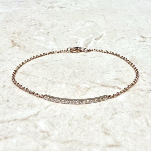 14K Rose Gold 0.25 Carat Diamond Bar Bracelet - WeilJewelry