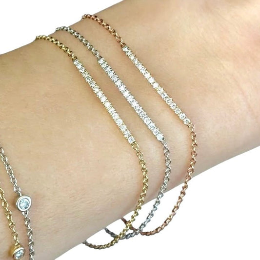 14K Rose Gold 0.25 Carat Diamond Bar Bracelet - WeilJewelry