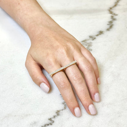 14K Rose Gold 2 - Finger 0.62 Carat Natural Diamond Bar Ring - WeilJewelry
