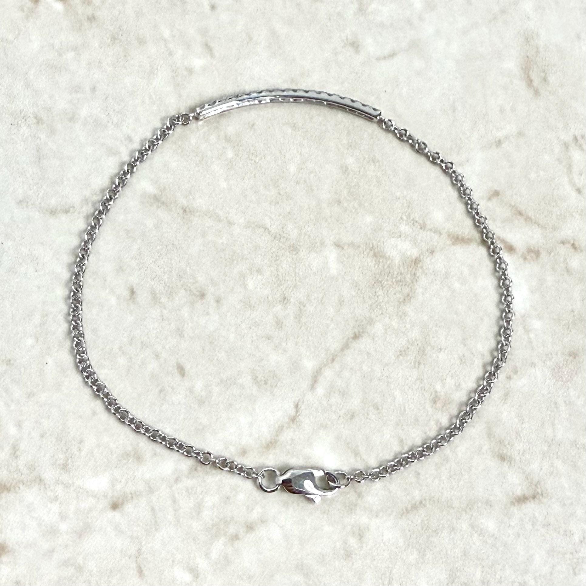 14K White Gold 0.25 Carat Diamond Bar Bracelet - WeilJewelry