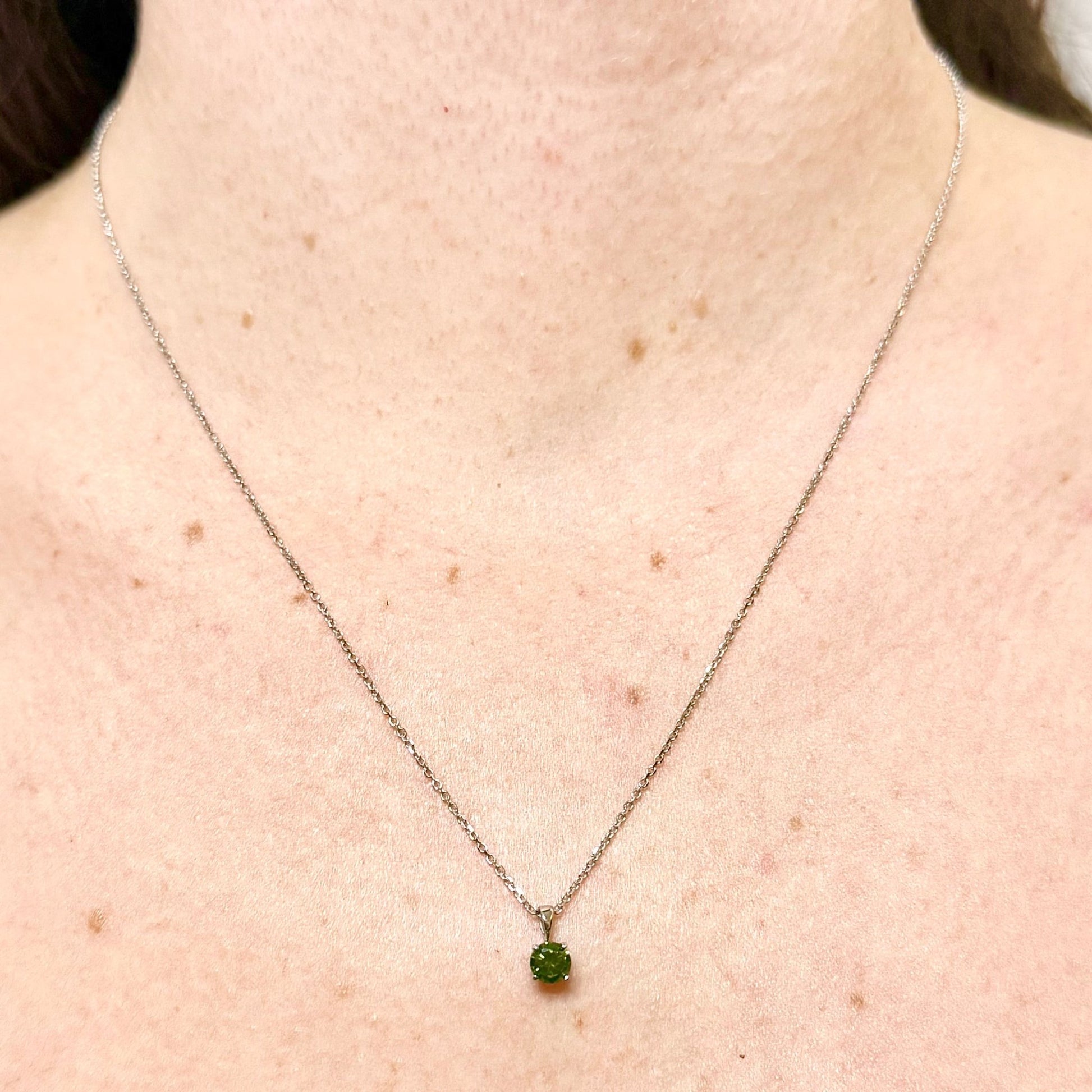 14K White Gold 0.40 Carat Natural Irradiated Green Diamond Solitaire Pendant - WeilJewelry
