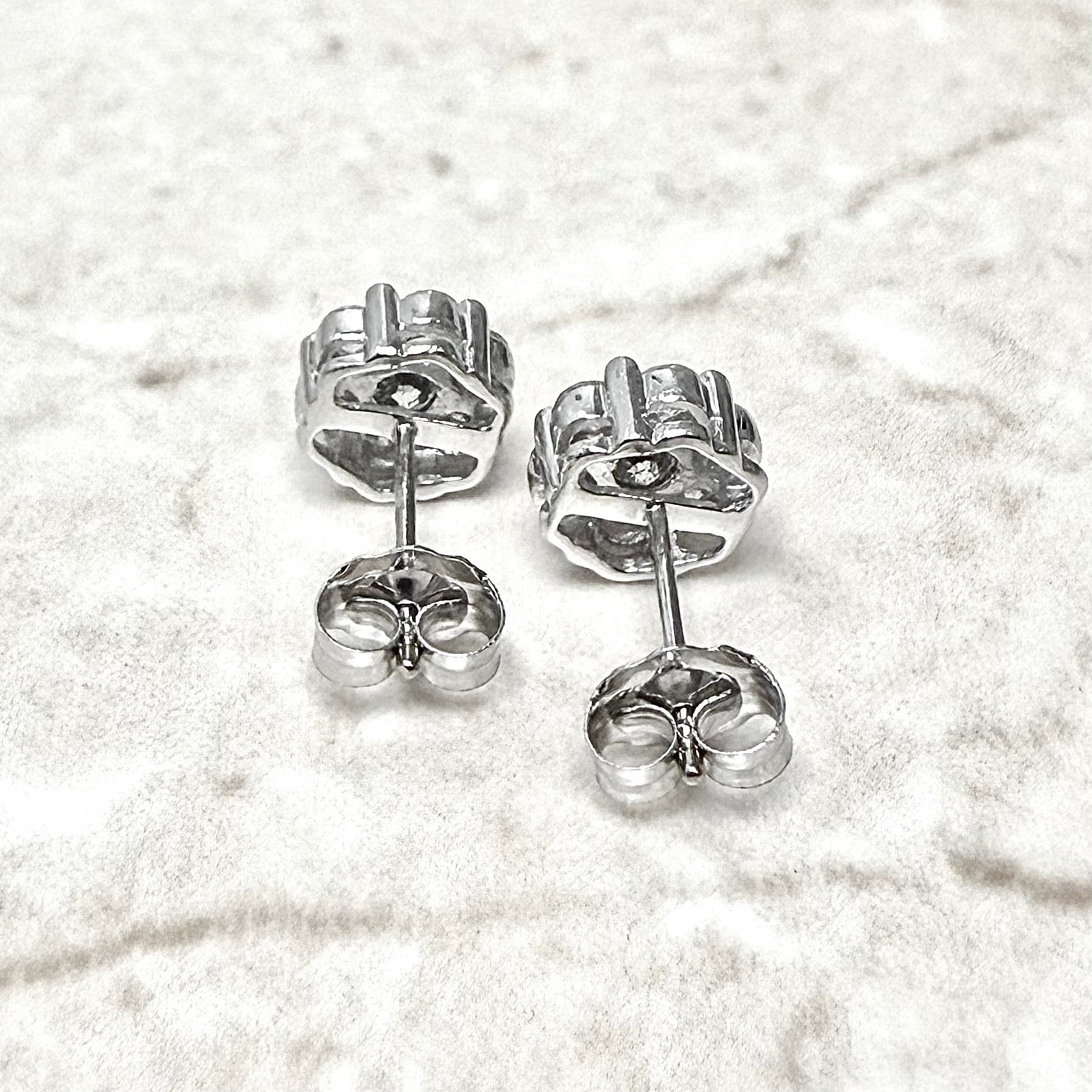 14K White Gold 0.75 CT Natural Diamond Cluster Stud Earrings - WeilJewelry