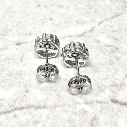 14K White Gold 0.75 CT Natural Diamond Cluster Stud Earrings - WeilJewelry