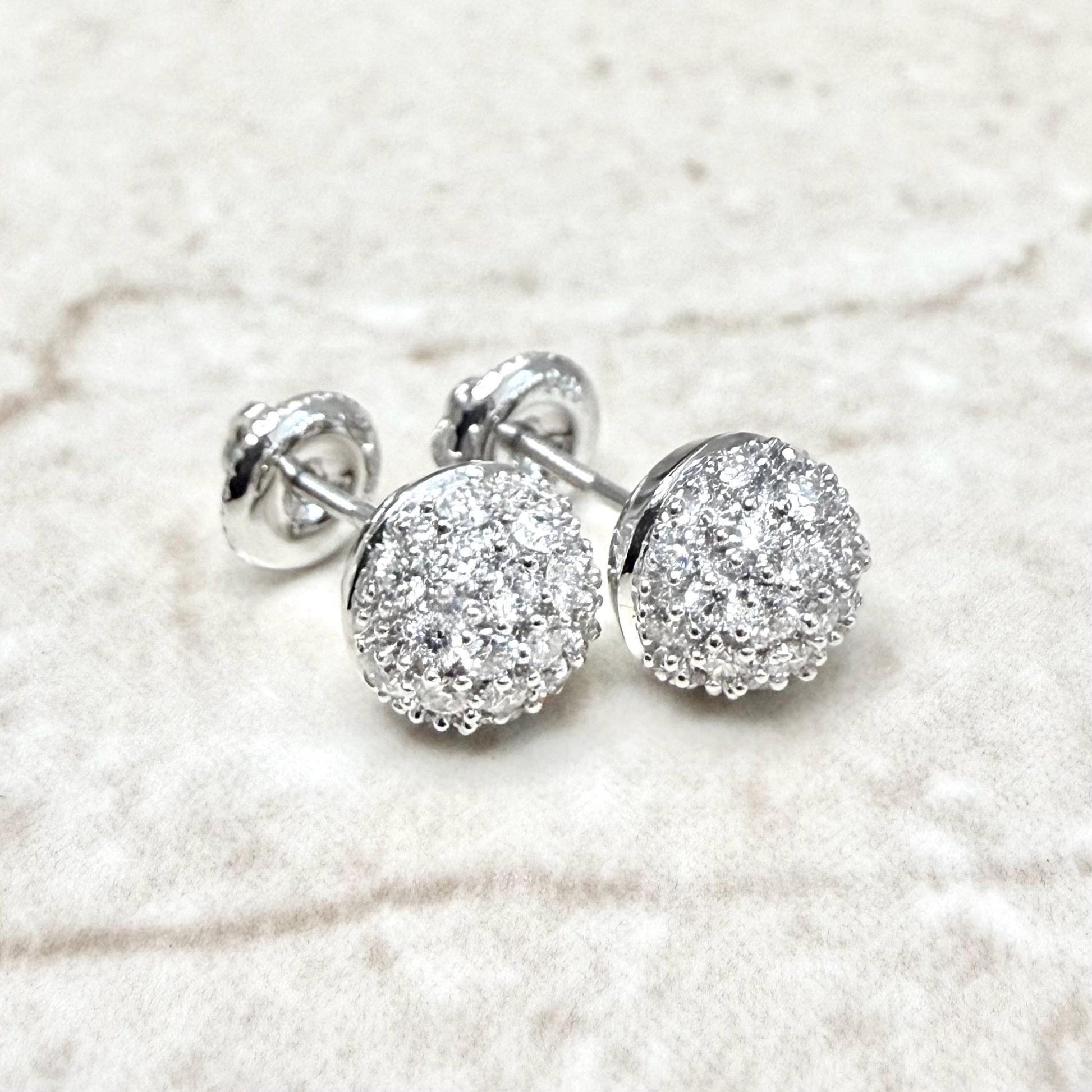 14K White Gold 0.80 Carat Diamond Pave Stud Earrings - WeilJewelry