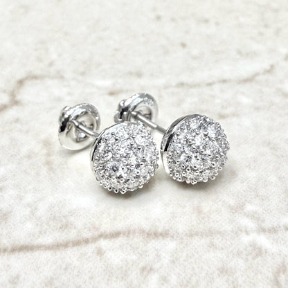 14K White Gold 0.80 Carat Diamond Pave Stud Earrings - WeilJewelry