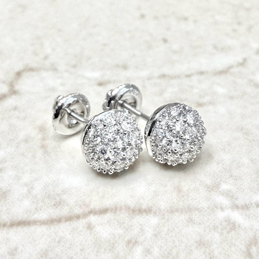 14K White Gold 0.80 Carat Diamond Pave Stud Earrings - WeilJewelry