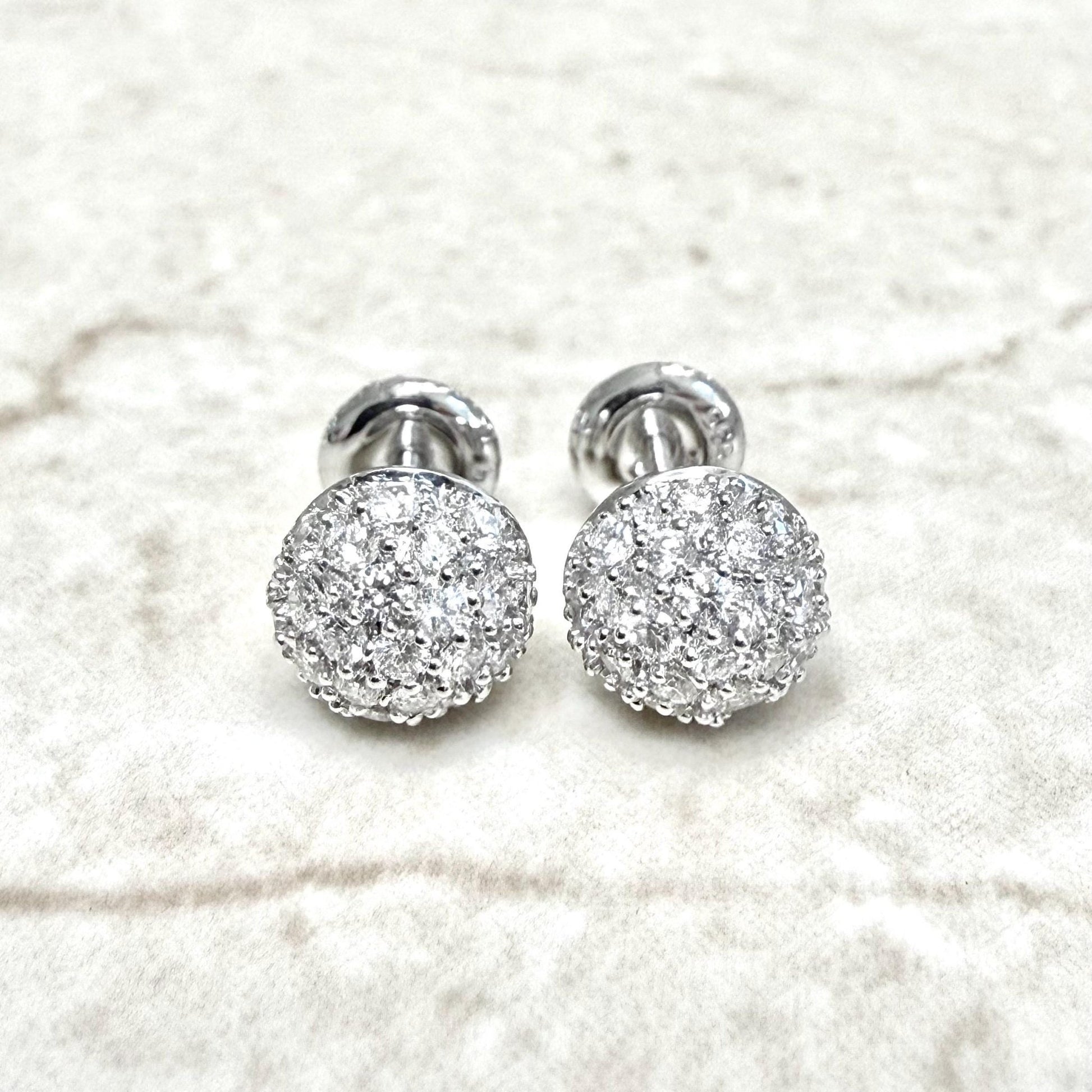 14K White Gold 0.80 Carat Diamond Pave Stud Earrings - WeilJewelry