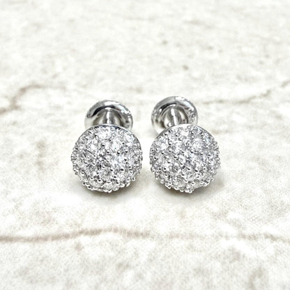 14K White Gold 0.80 Carat Diamond Pave Stud Earrings - WeilJewelry