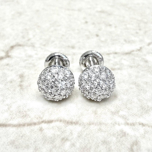 14K White Gold 0.80 Carat Diamond Pave Stud Earrings - WeilJewelry