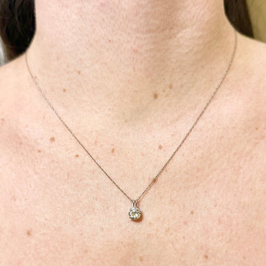14K White Gold 0.90 Carat Natural Diamond Solitaire Pendant Necklace - WeilJewelry