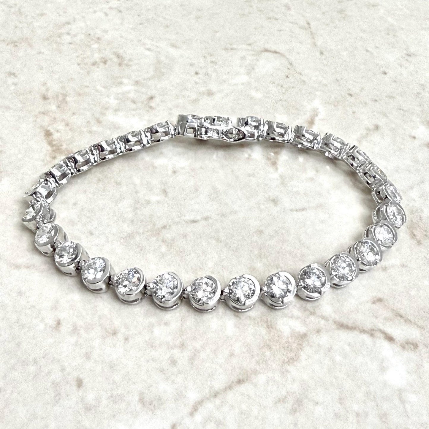 14K White Gold 10 Carats Natural Diamond Tennis Bracelet - WeilJewelry