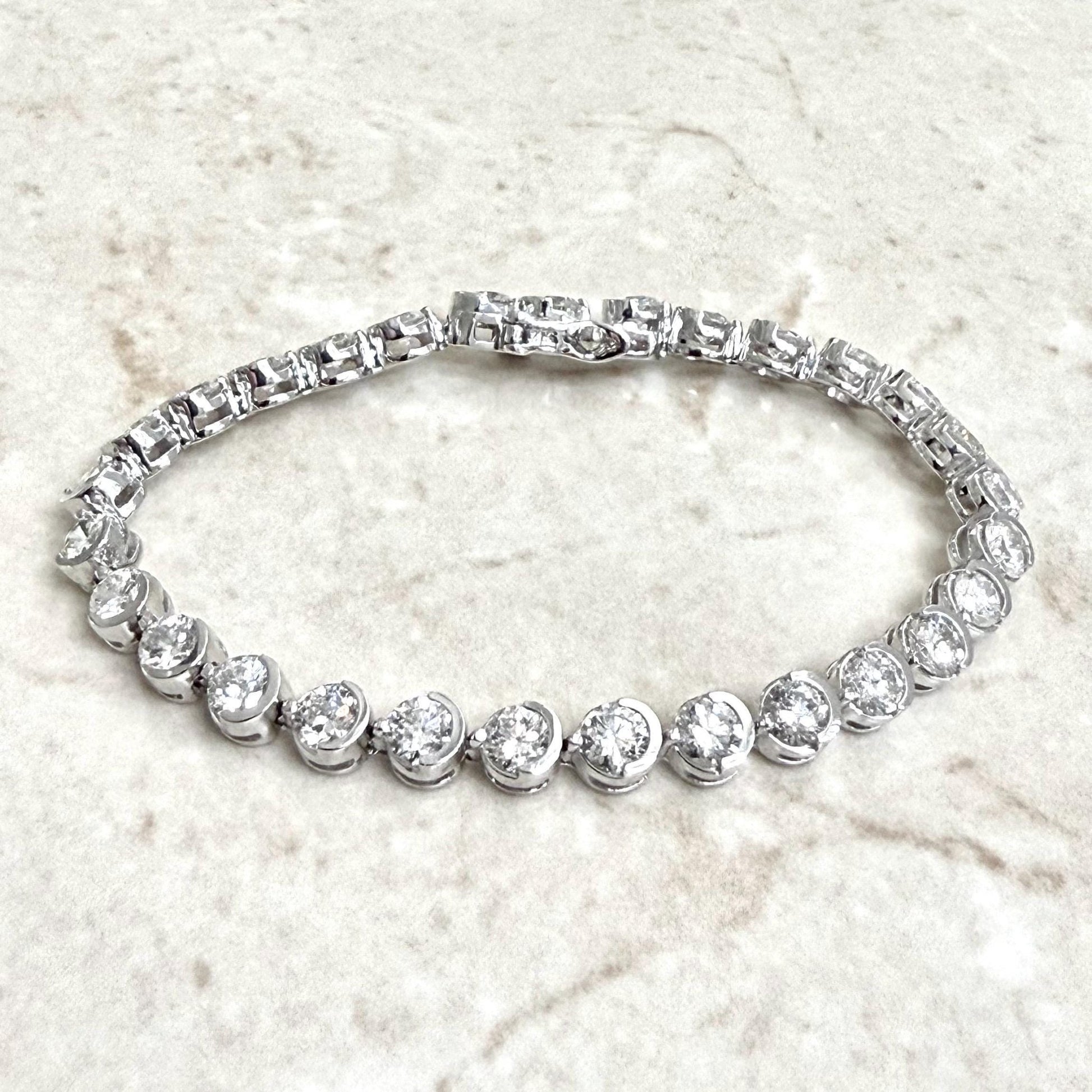 14K White Gold 10 Carats Natural Diamond Tennis Bracelet - WeilJewelry