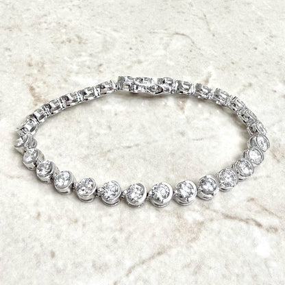 14K White Gold 10 Carats Natural Diamond Tennis Bracelet - WeilJewelry