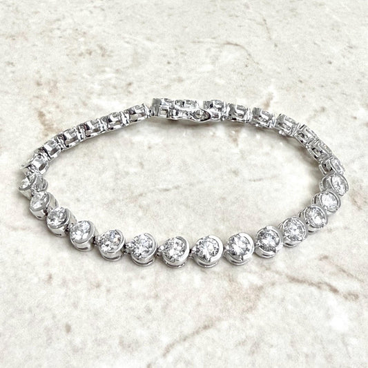 14K White Gold 10 Carats Natural Diamond Tennis Bracelet - WeilJewelry