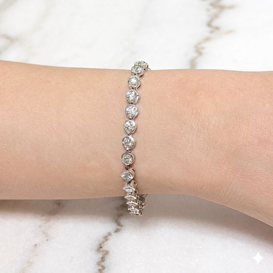 14K White Gold 10 Carats Natural Diamond Tennis Bracelet - WeilJewelry