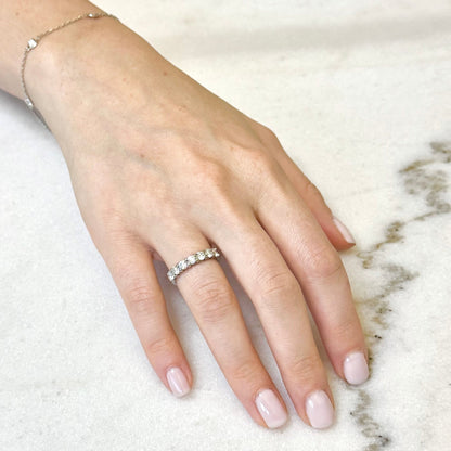 14K White Gold 1.02 Carat 7 - Stone Natural Diamond Band Ring - WeilJewelry