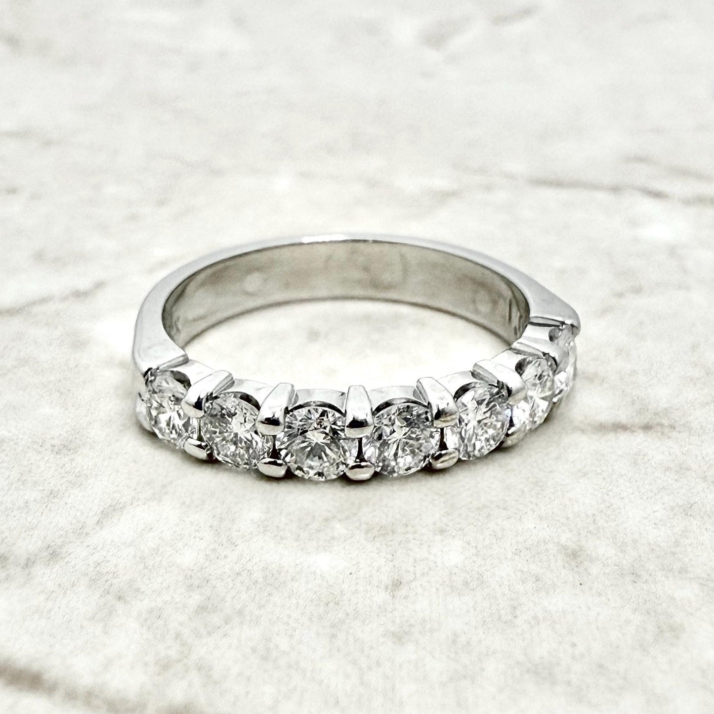 14K White Gold 1.02 Carat 7 - Stone Natural Diamond Band Ring - WeilJewelry